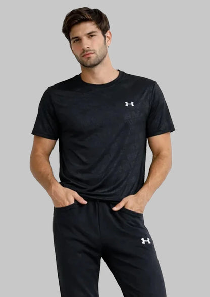 Under Armr Textured Dry Fit T-Shirt – Black MDT-19