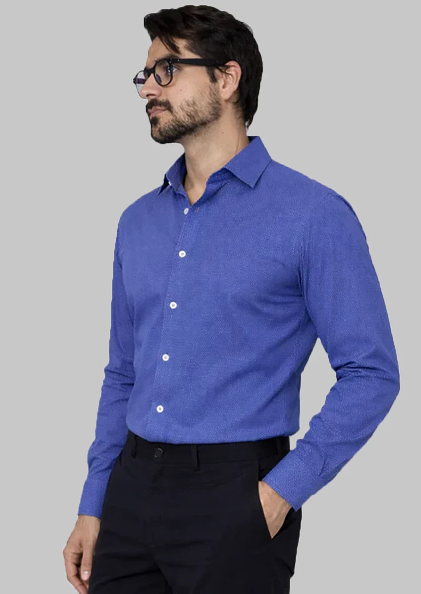 Calvy Klien Branded Mens Formal Shirt-Blue Micro-Dot MFS-46