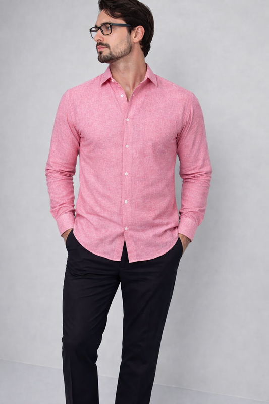 Moos Branded Mens Casual Shirt-Salmon Pink MCS-45