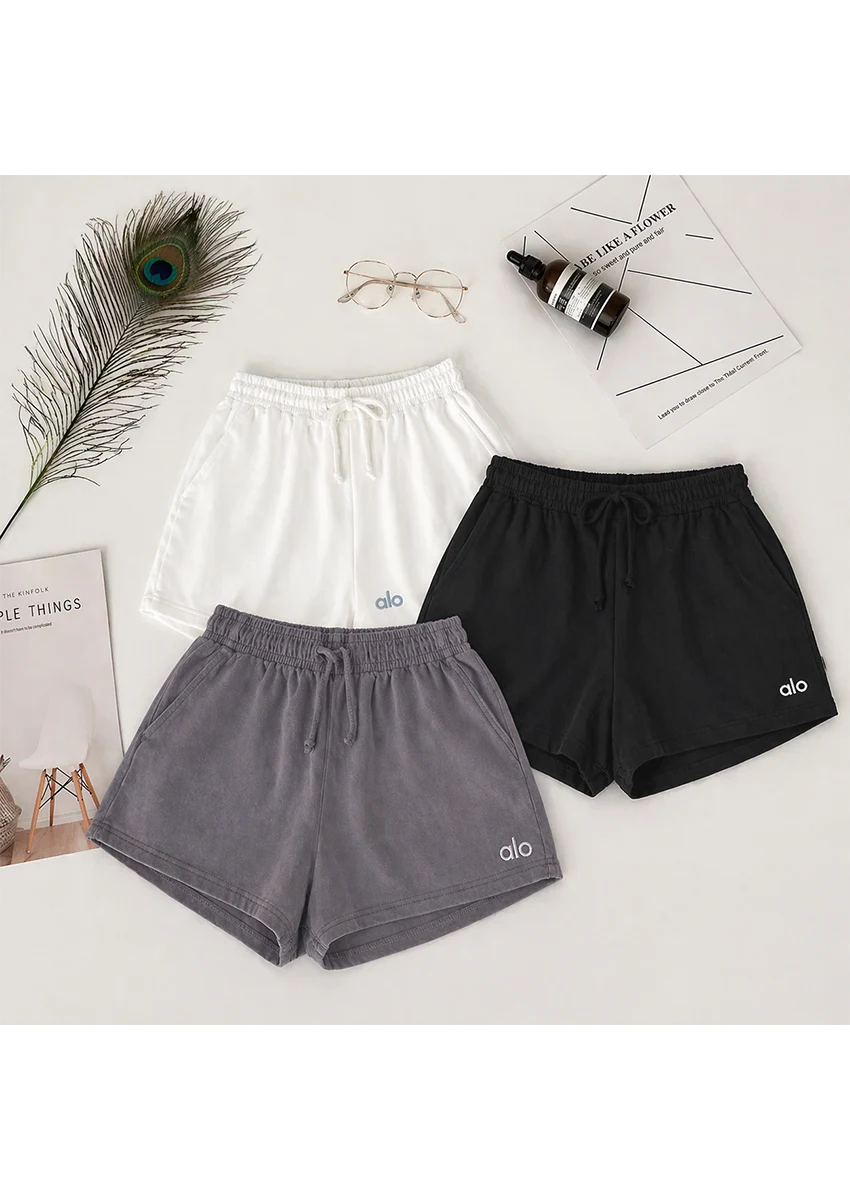 ALOS branded Womens Shorts Pack Of Three - Grey-Black-White