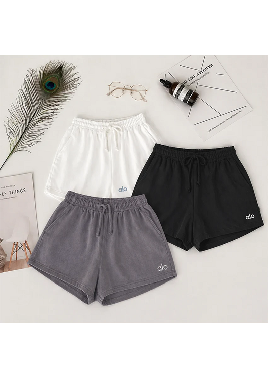 ALOS branded Womens Shorts Pack Of Three - Grey-Black-White