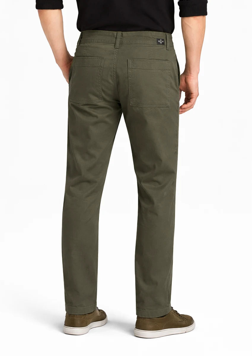 Leftees Branded Men's Slim Fit Chino Pant Green Color MCP-03