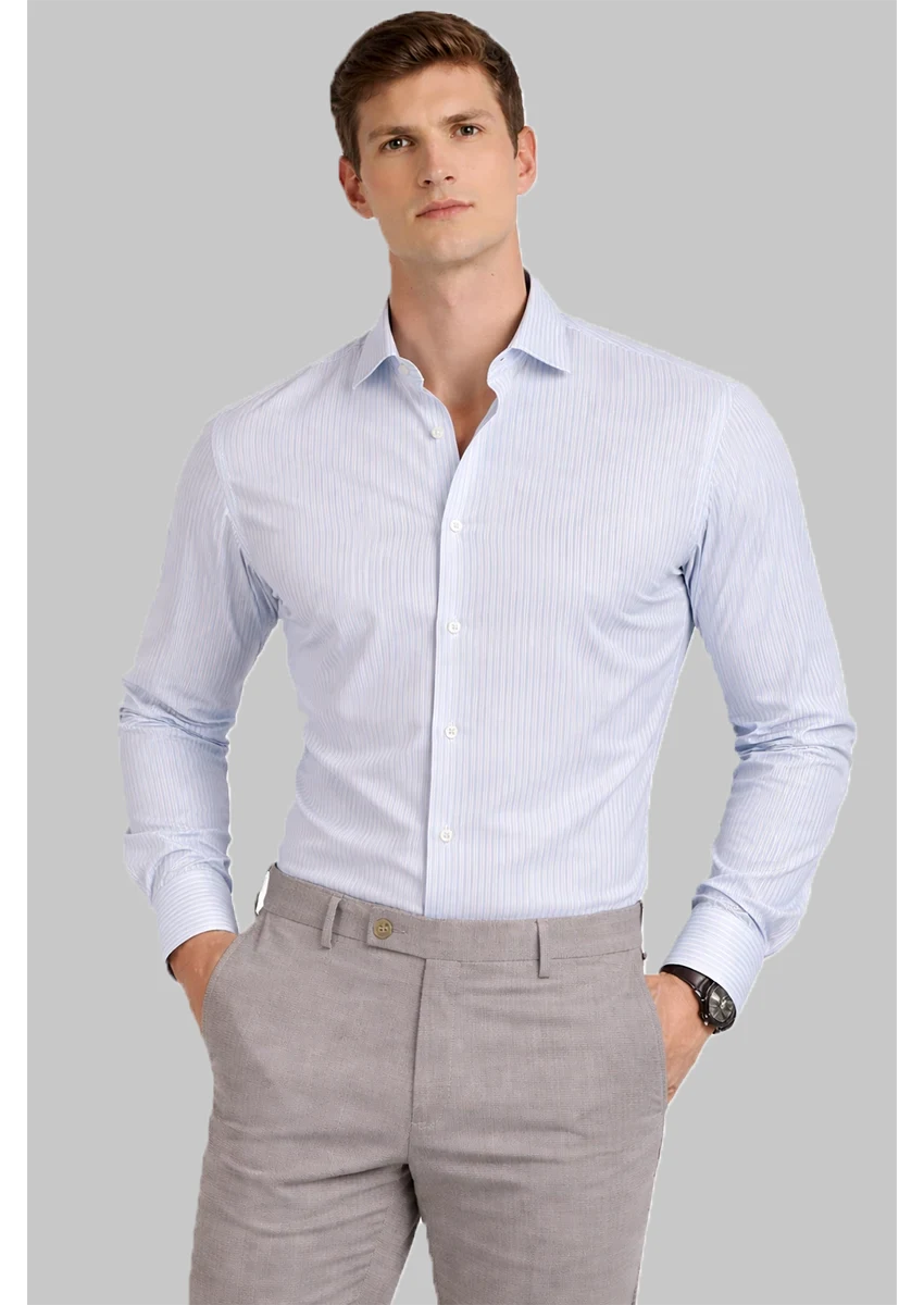 Calvy Klien Branded Mens Formal Shirt-Pastel Blue And White MFS-67