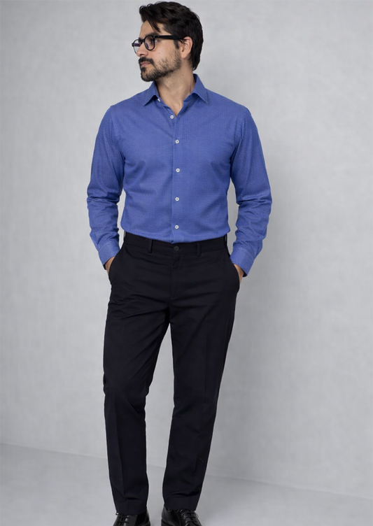 Calvy Klien Branded Mens Formal Shirt-Blue Micro-Dot MFS-46