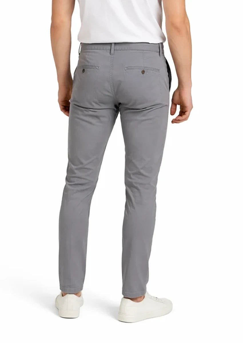 Zelig Branded Men's Grey Color Slim-Fit Cotton Chinos Branded MCP-28