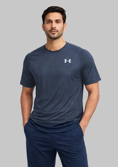 Under Armr Men's Dry Fit Textured T-Shirt - Navy Blue MDT-35