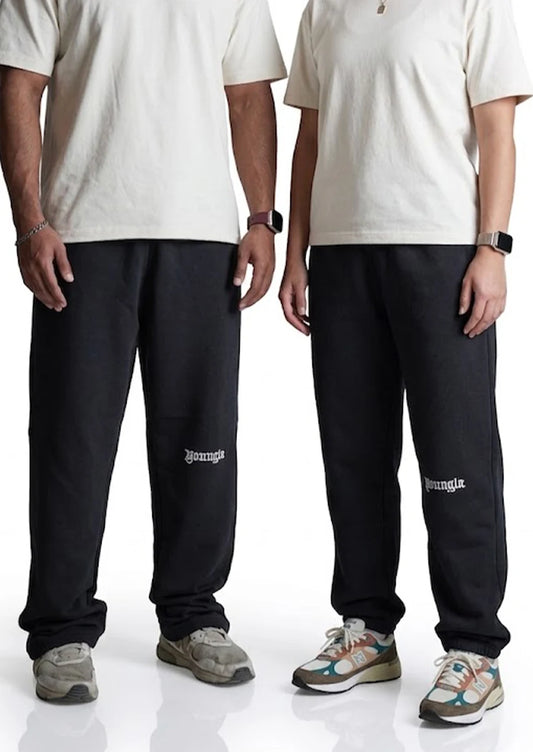 Younglay Branded Unisex Wide-Leg Trouser - Jet Black UT-34