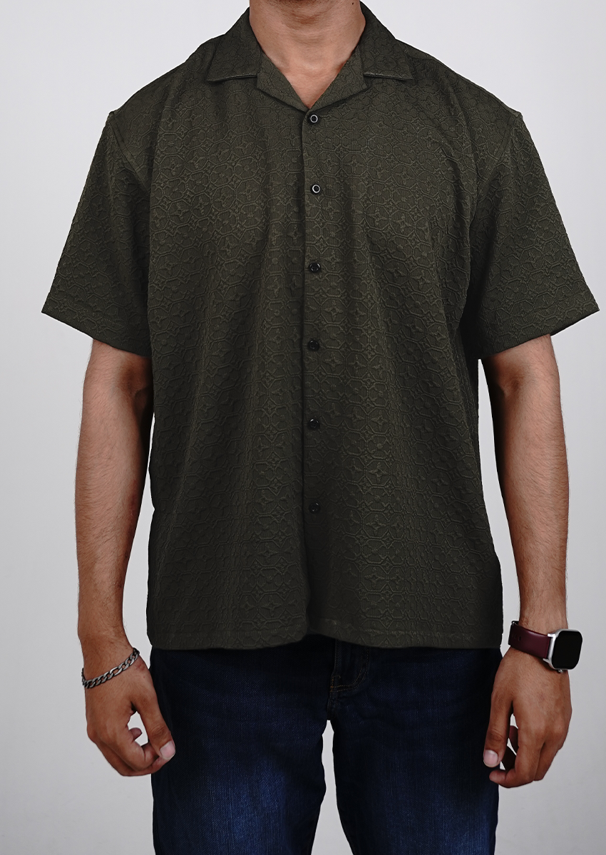 Zelig Branded Casual Textured Shirt Green Color MCS-12