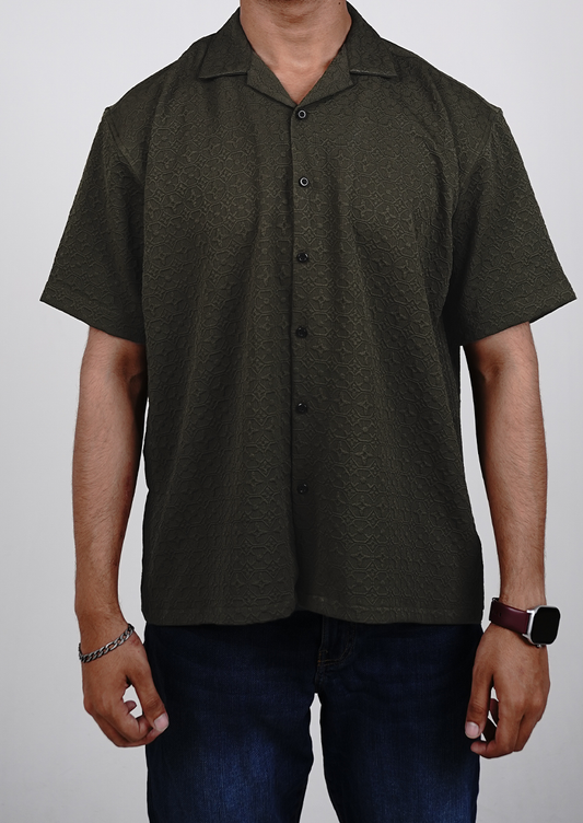 Zelig Branded Casual Textured Shirt Green Color MCS-12