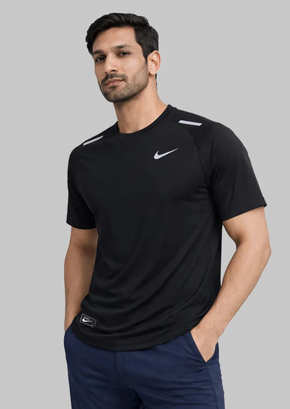 NIkk Men's Dry Fit Reflective Running T-Shirt - Black MDT-34