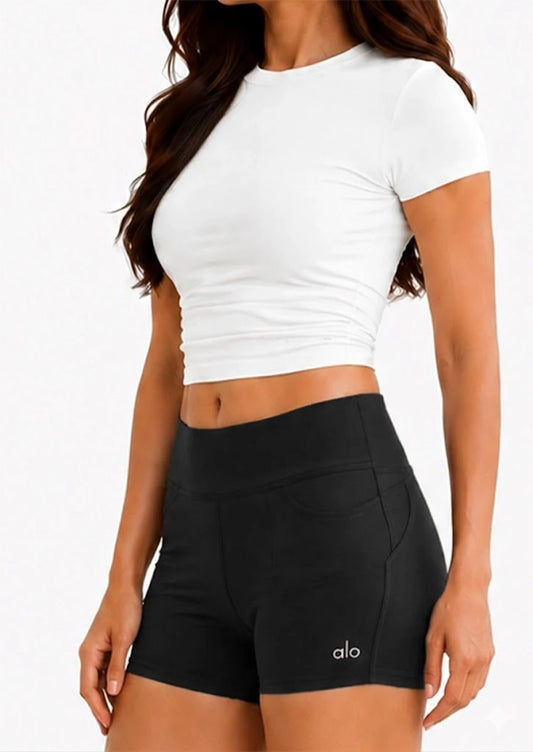 ALOS branded Women’s High Performance Athletic Shorts - Black MWS-29