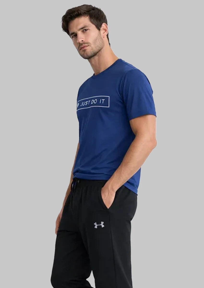 NIKK Men’s Dry Fit “Just Do It” Graphic T-Shirt – Navy Blue MDT-31
