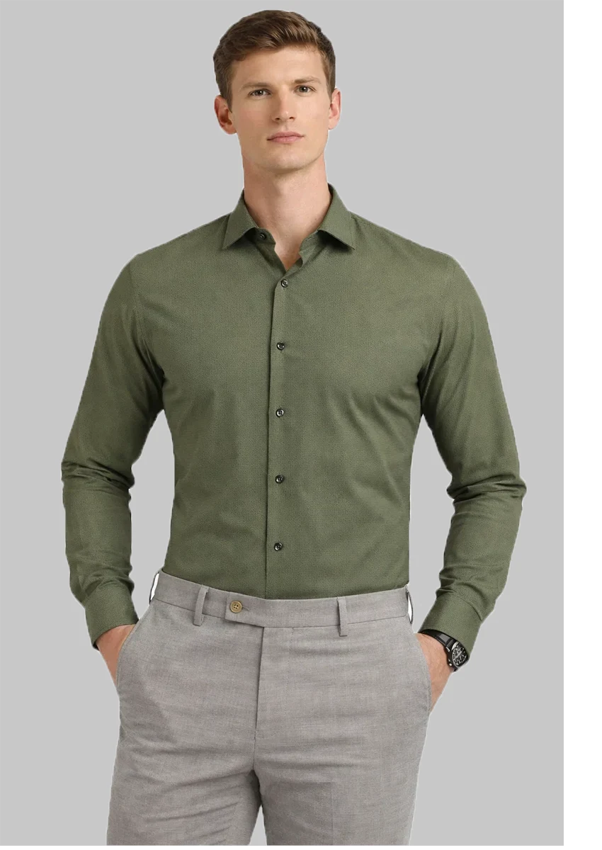 Branded Mens Formal Shirt-Olive Green MFS-68
