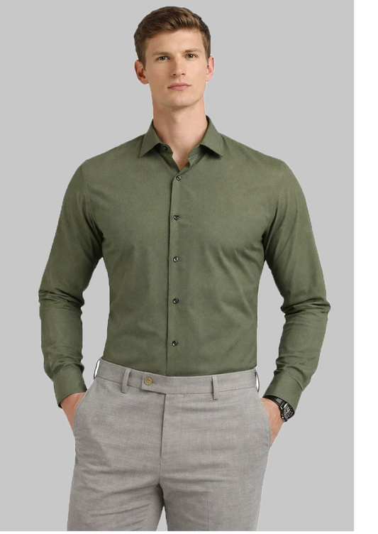 Branded Mens Formal Shirt-Olive Green MFS-68