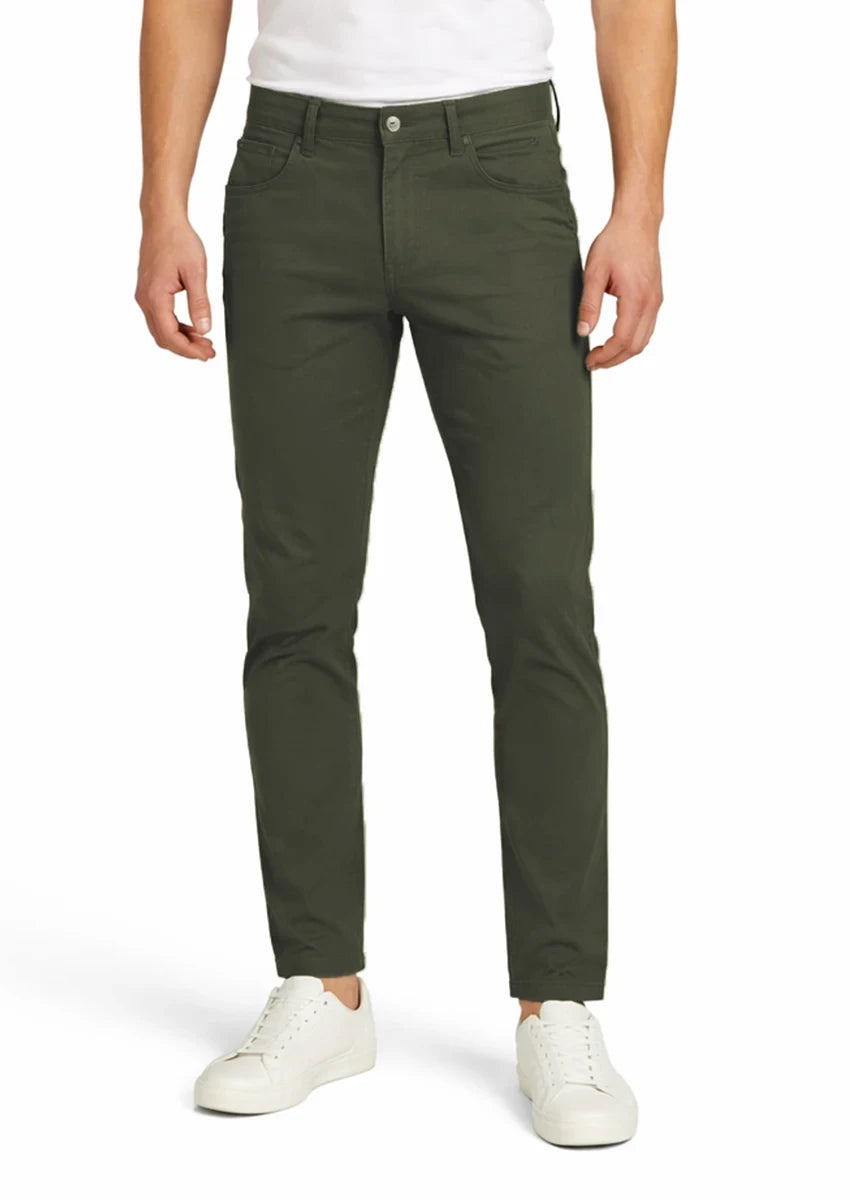 Zelig Branded Men's Olive Green Color Slim-Fit Cotton Chinos Branded MCP-27