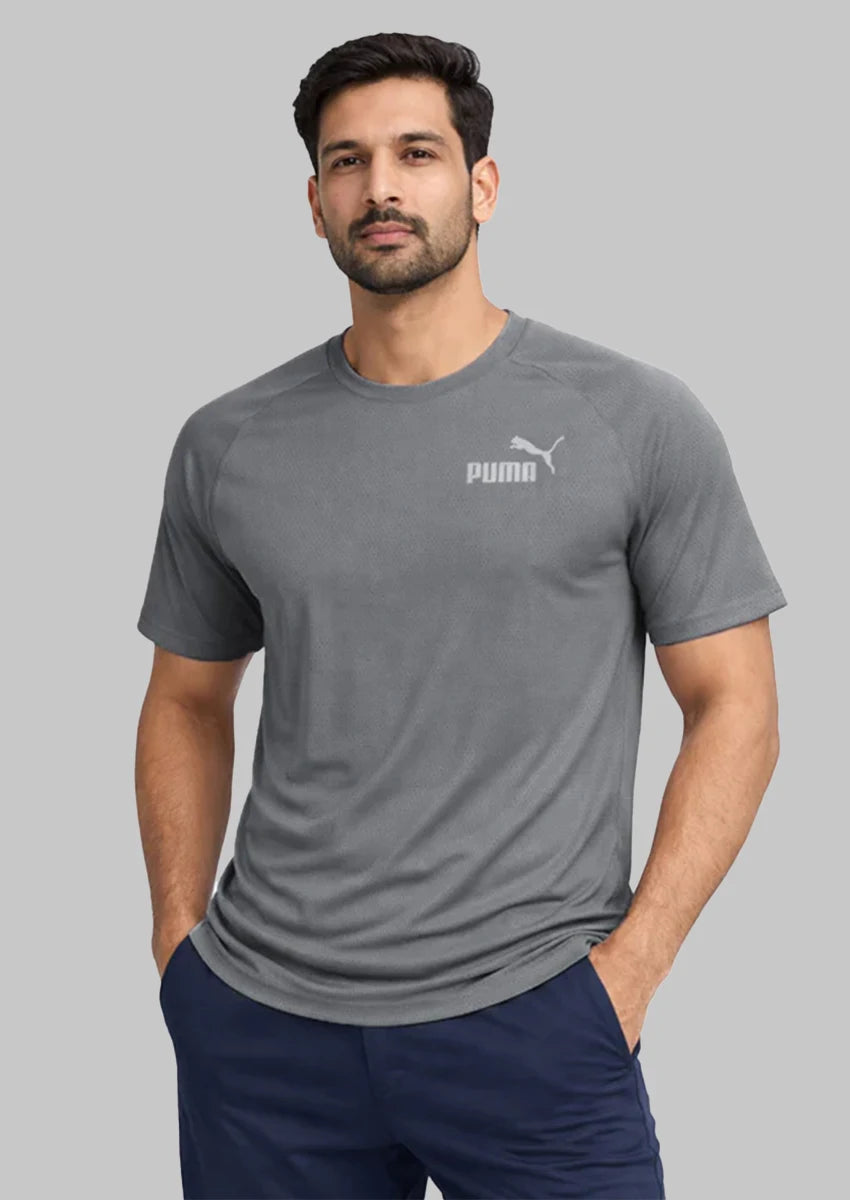 PUMAY Men’s Performance Training Dry Fit T-Shirt – Grey MDT-37