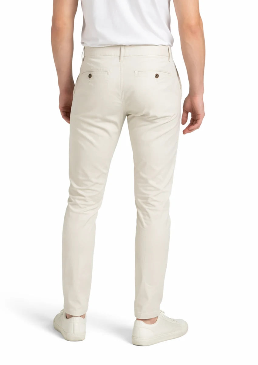 SILBAN Branded Men's Off White Slim-Fit Cotton Chinos Branded MCP-26