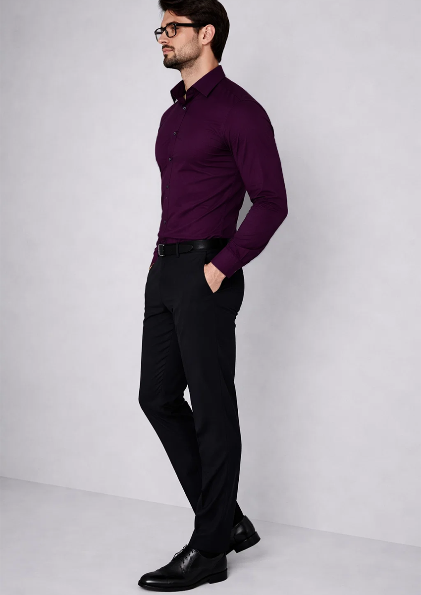 Zelig Branded Mens Formal Shirt-Burgundy MFS-32