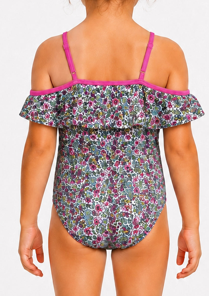 Branded Girls Floral Ruffle One-Piece Swimsuit GSS-01
