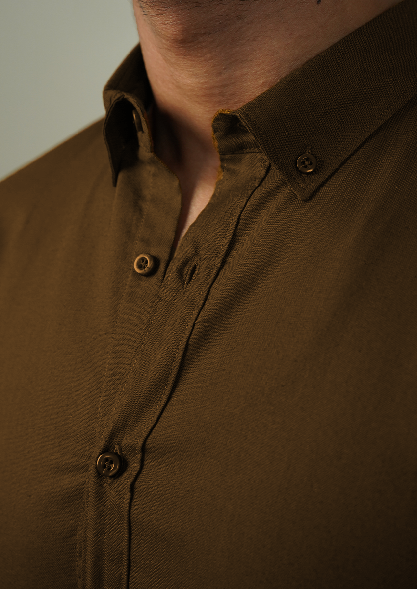 Zelig Branded Mens Formal Shirt-Dark Camel MFS-44