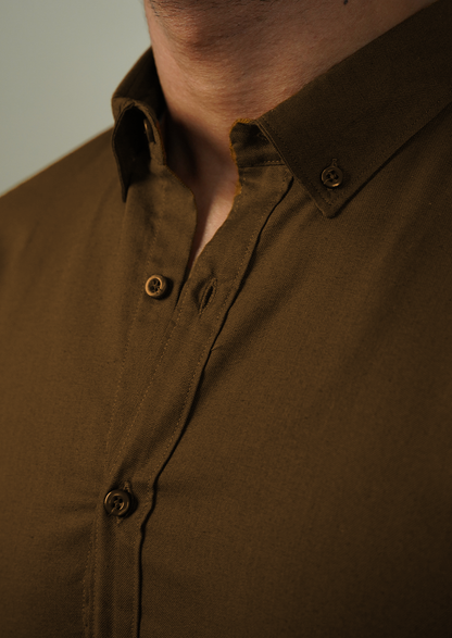 Zelig Branded Mens Formal Shirt-Dark Camel MFS-44