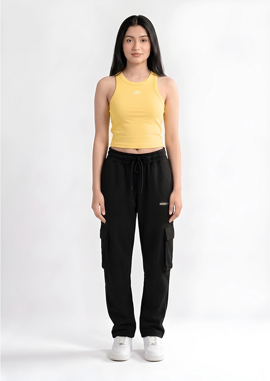 Alos Branded Women’s Ribbed Racerback Crop Tank - Yellow WTT-20
