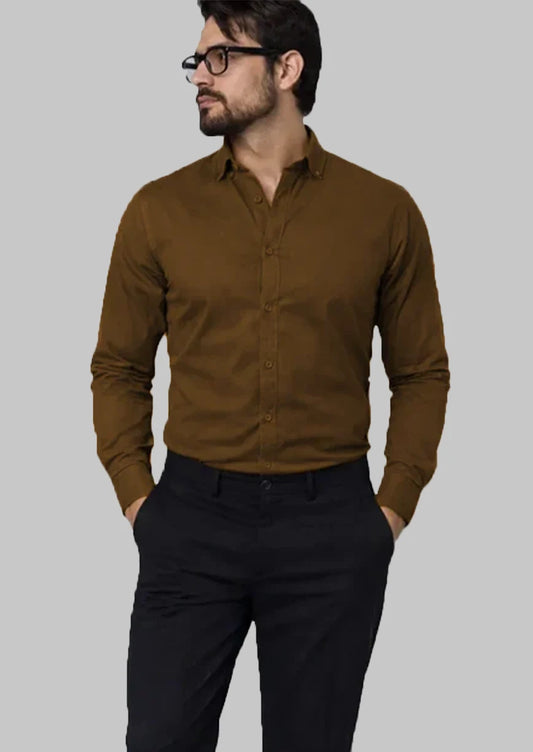 Zelig Branded Mens Formal Shirt-Forest Brown MFS-36
