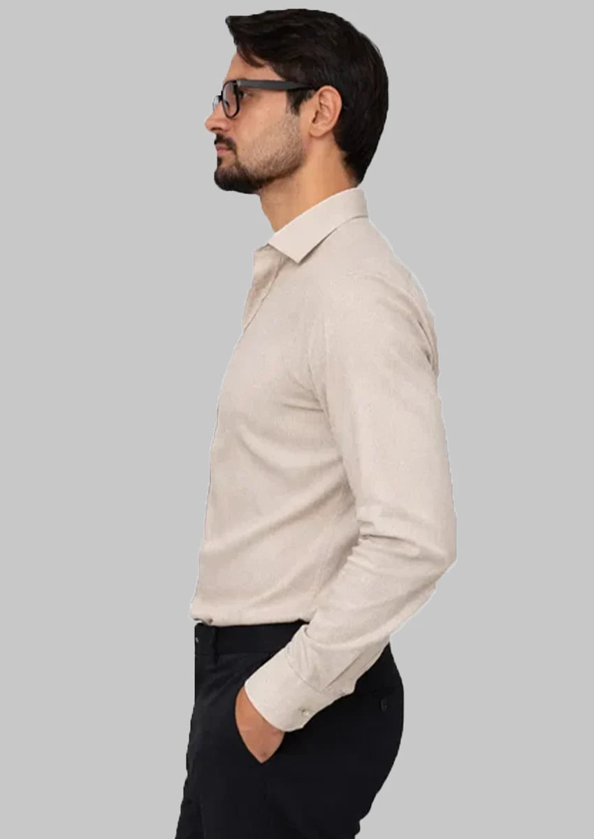 Branded Mens Formal Shirt-Beige MFS-55