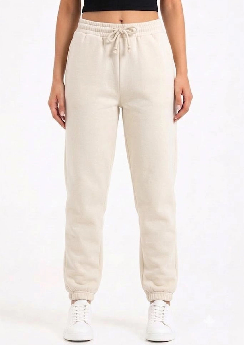 Alos Branded Women’s Thick Fleece Trouser – Cream WTR-11