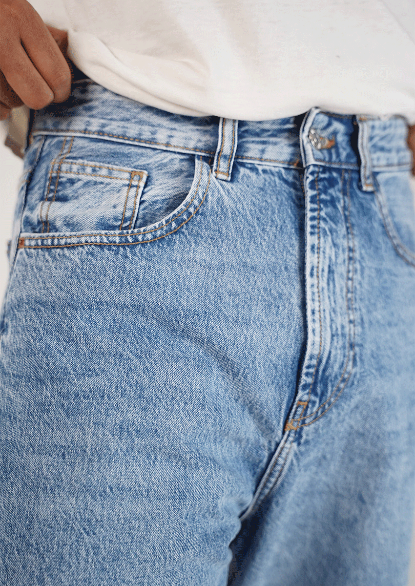 PullNBear Branded Men’s Baggy Fit Denim Jeans - Light Blue MJ-19