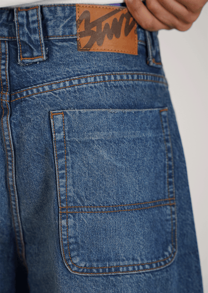 PullNBear Branded Men’s Baggy Fit Denim Jeans – Classic Blue MJ-21