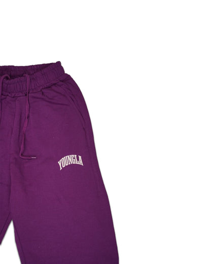 Younglay Branded Wide-Leg Fleece Trouser - Purple UT-26