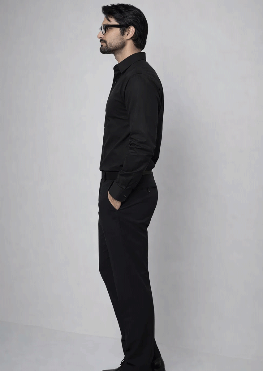 Zelig Branded Mens Formal Shirt-Jet Black MFS-37