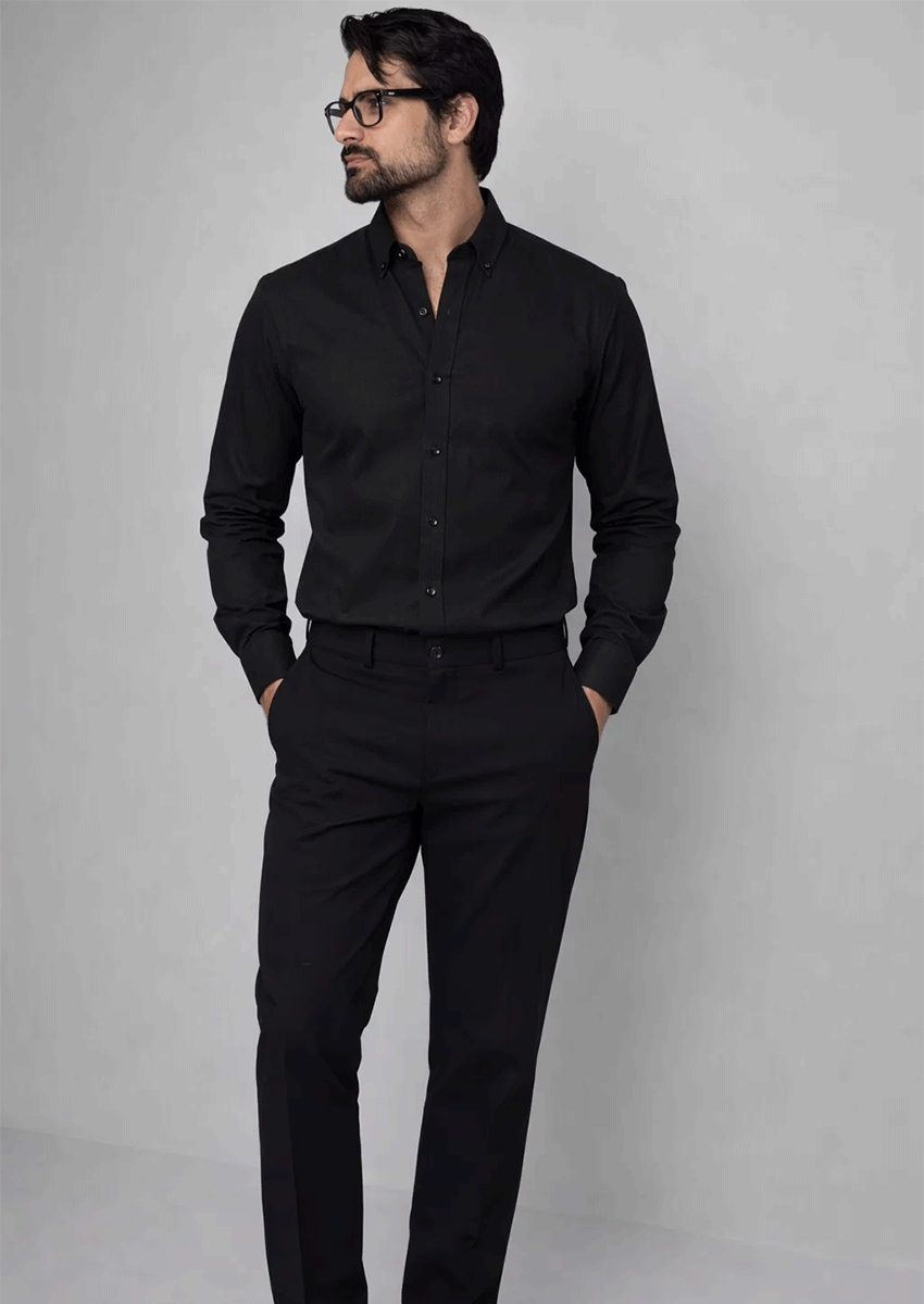 Zelig Branded Mens Formal Shirt-Jet Black MFS-37