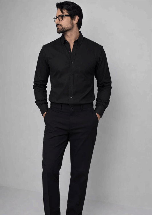 Zelig Branded Mens Formal Shirt-Jet Black MFS-37