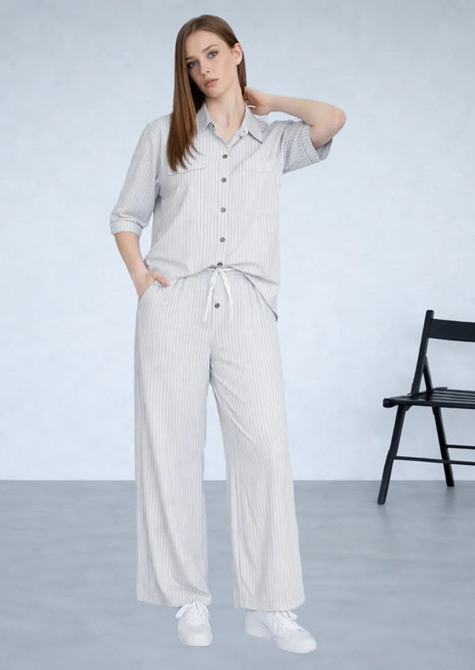 Spark Branded Women’s Premium Co-ord Set – Sky Blue Pinstripe WCS-38