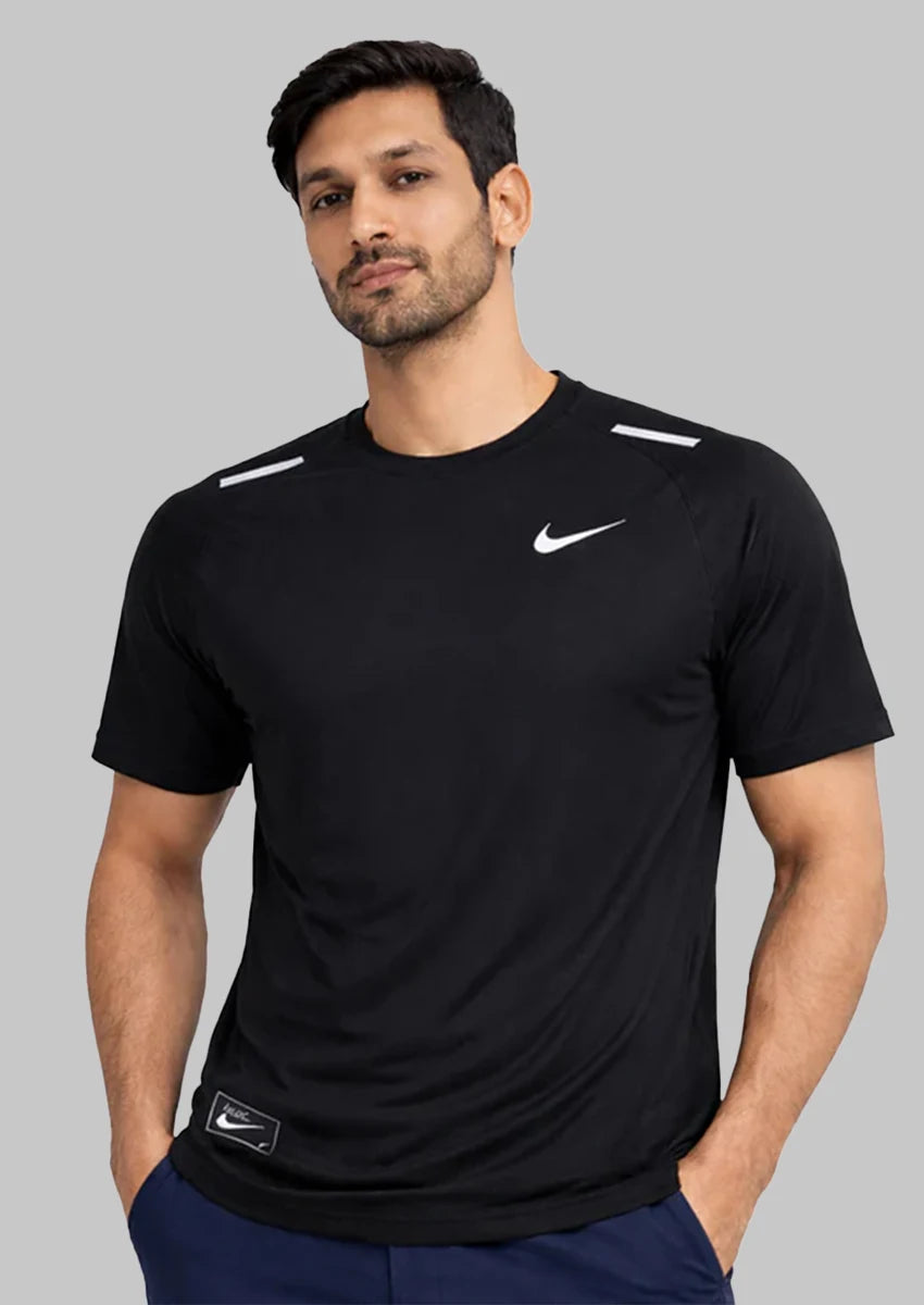 NIkk Men's Dry Fit Reflective Running T-Shirt - Black MDT-34