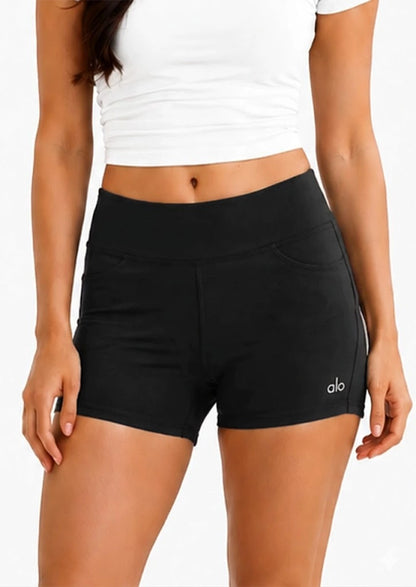 ALOS branded Women’s High Performance Athletic Shorts - Black MWS-29