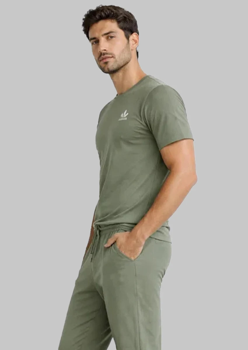 Adeds Men’s Athletic Crew Neck Dry Fit T-Shirt - Olive Green MDT-26