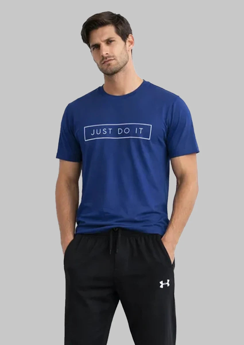 NIKK Men’s Dry Fit “Just Do It” Graphic T-Shirt – Navy Blue MDT-31