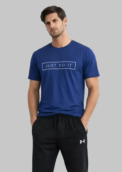 NIKK Men’s Dry Fit “Just Do It” Graphic T-Shirt – Navy Blue MDT-31