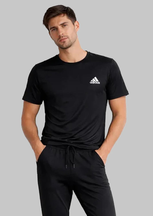 Adeds Men’s Athletic Crew Neck Dry Fit T-Shirt - Black MDT-24