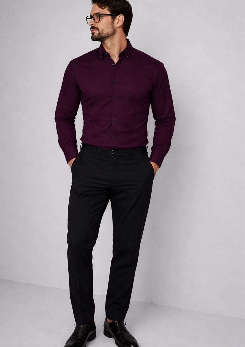 Zelig Branded Mens Formal Shirt-Burgundy MFS-32