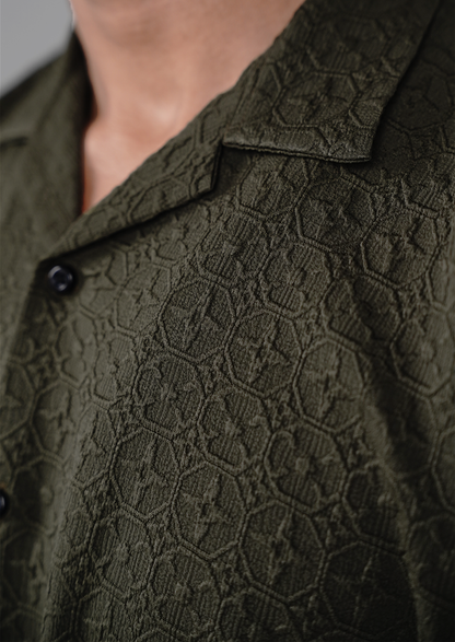 Zelig Branded Casual Textured Shirt Green Color MCS-12