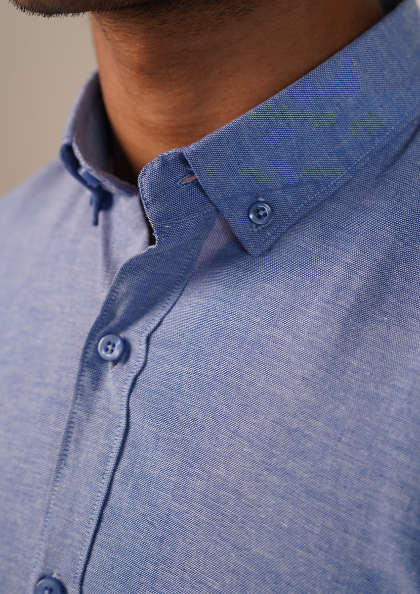 Zelig Branded Mens Formal Shirt-Denim Blue Button-Down MFS-28