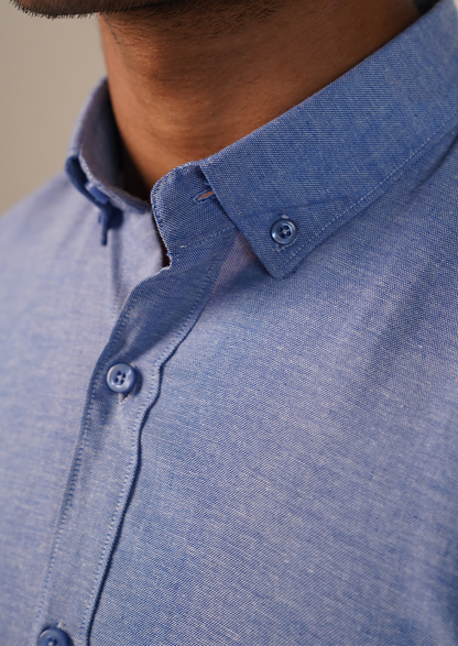 Zelig Branded Mens Formal Shirt-Denim Blue Button-Down MFS-28
