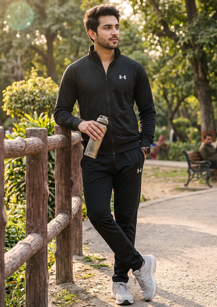 Under Armr Branded Black Tracksuit Set UCS-06