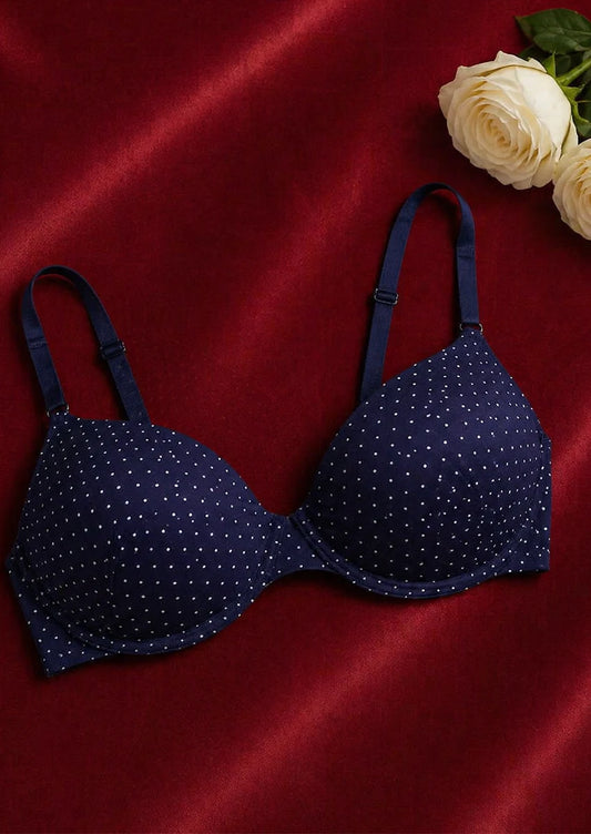 Branded Women's Navy Micro-Polka Dot Bra WBS-04