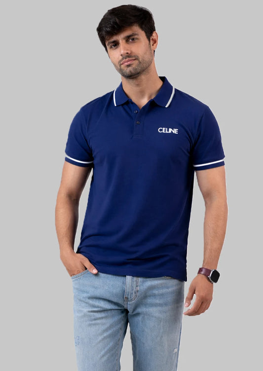 Celin Branded Polo T-shirt Royal Blue Color SP-09