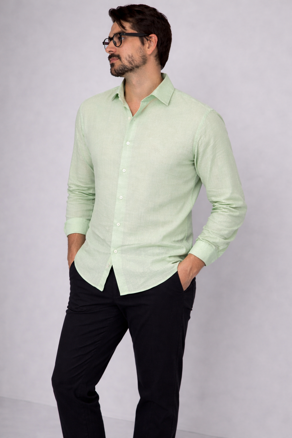 Moos Branded Mens Casual Shirt-Light Green MCS-40